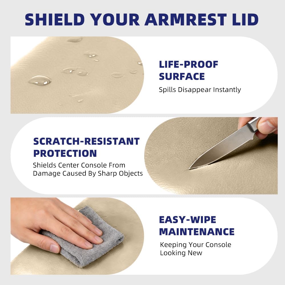PIT66 Center Console Armrest Lid Cover Fit Silverado/Sierra 2007-2014 Beige