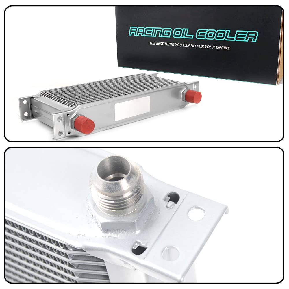 PIT66 16 Row AN10 Engine Oil Cooler Kit, Compatible with Nissan Silvia S13 S14 180SX 200SX 240SX SR20DET Silver