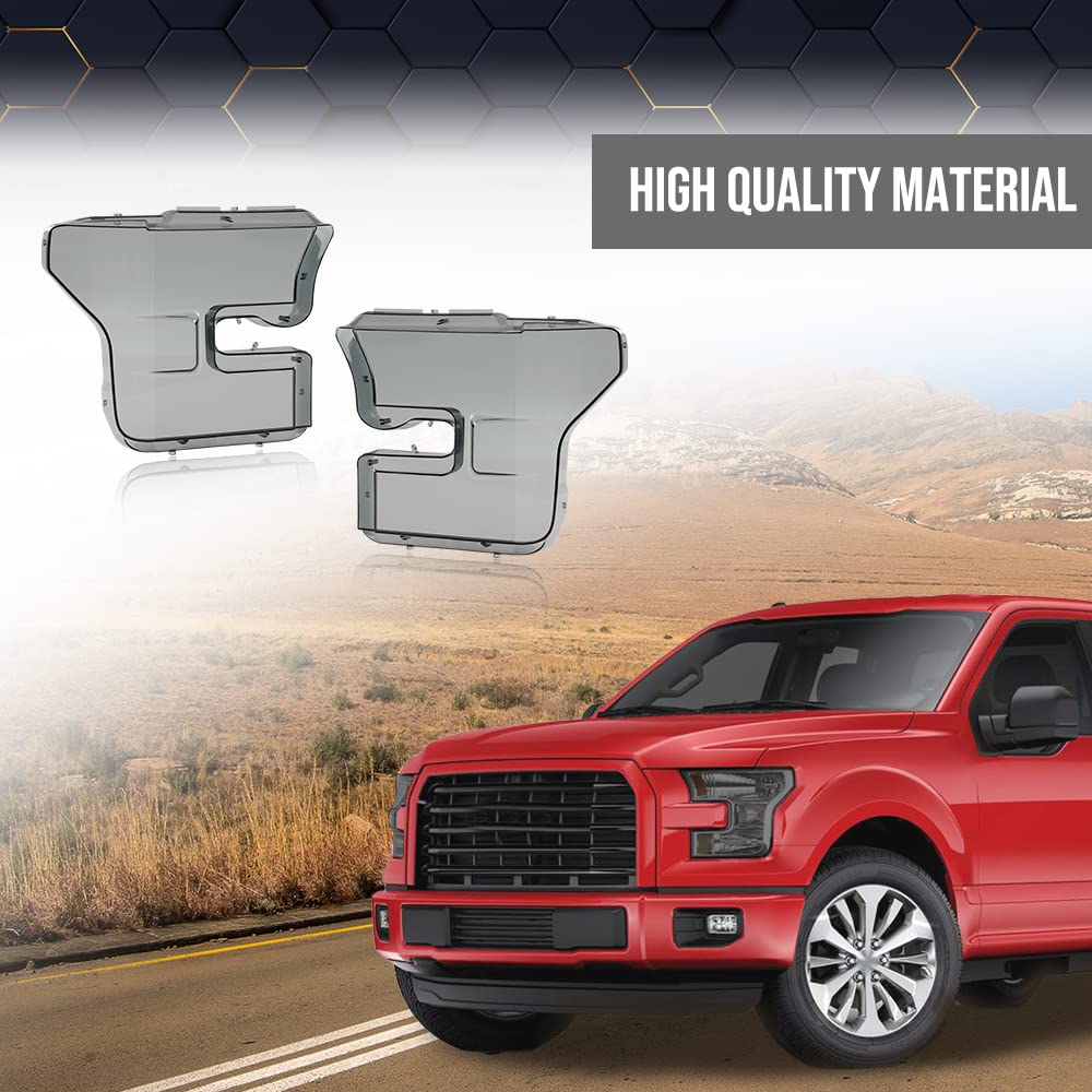 PIT66 Headlight Cover Compatible with 2015 2016 2017 Ford F150 FO2502335 FO2503335 FO2502344 Left Driver and Right Passenger Side Smoke