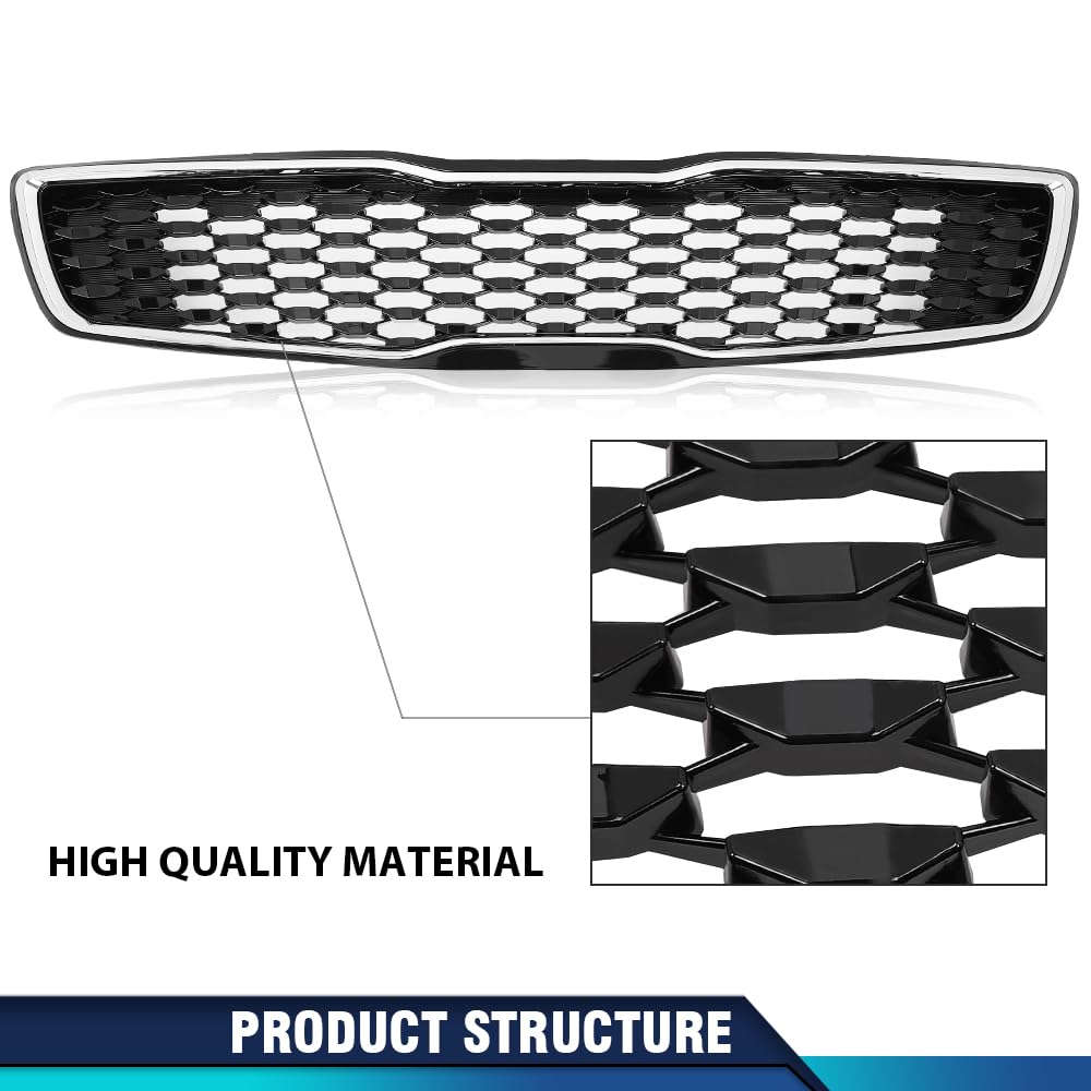 PIT66 Front Upper Grille Chrome Fit Kia Forte5 Hatchback EX LX 2017 2018