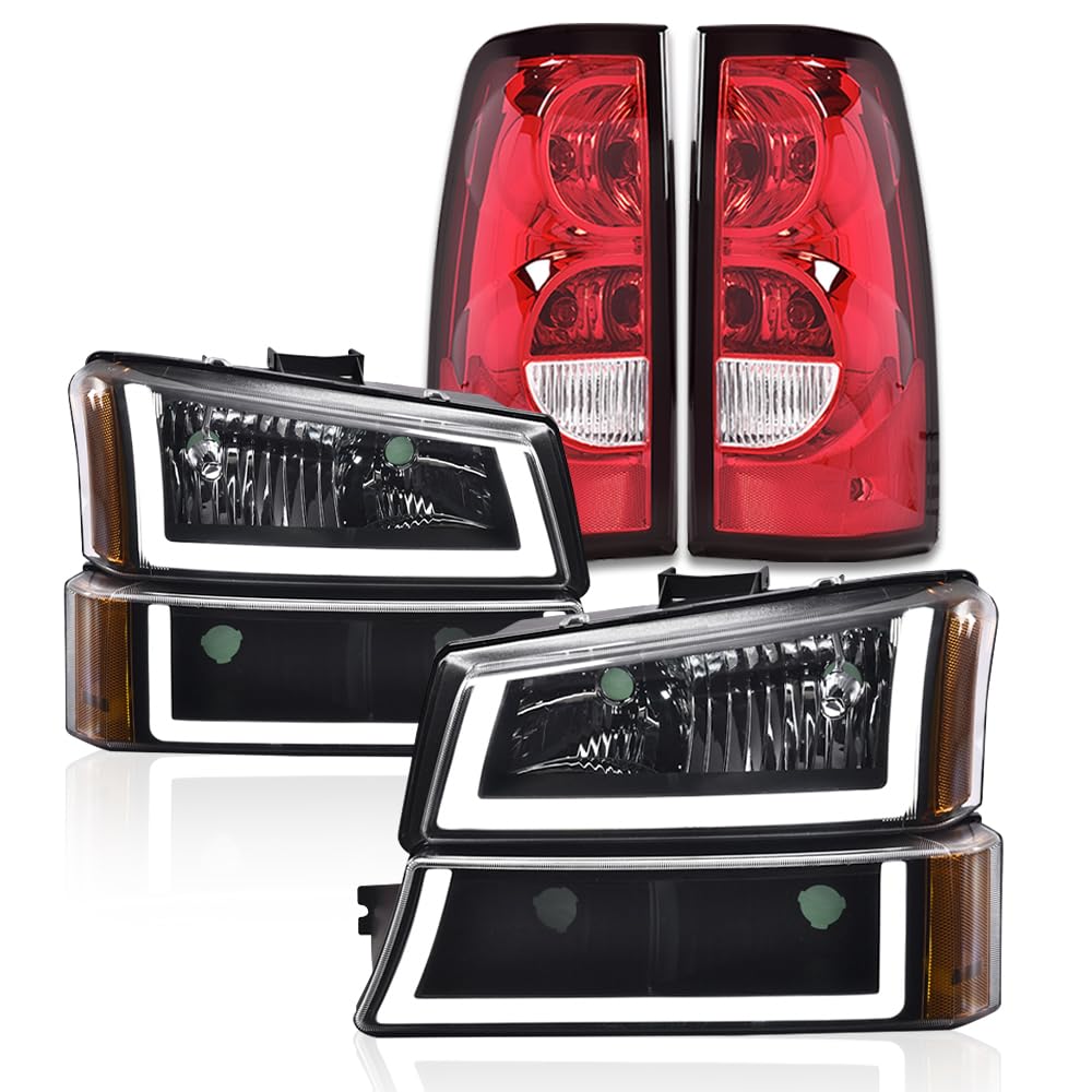 PIT66 LED Headlights Assembly & Tail Lights Fit 2003-2006 Chevy Silverado