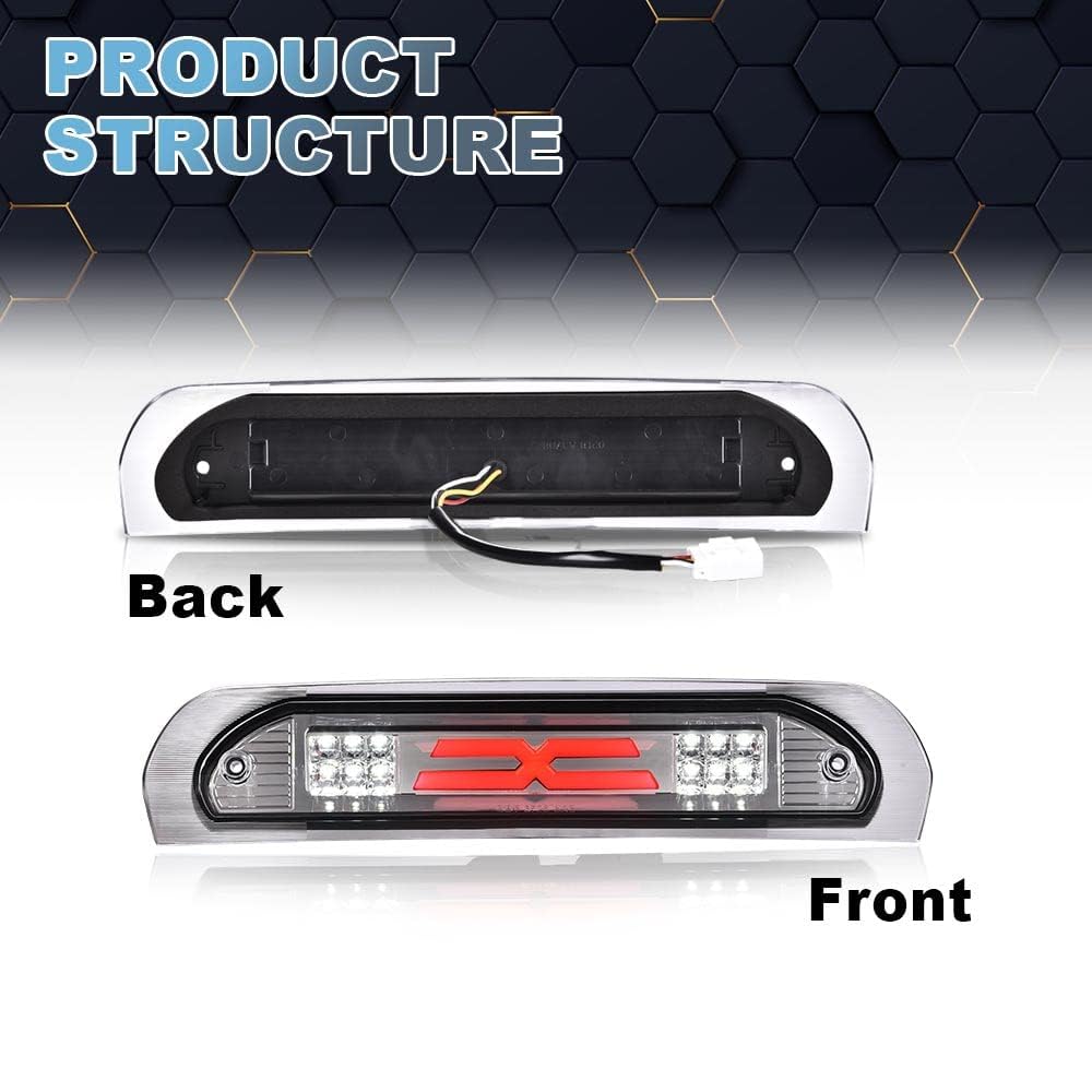 PIT66 LED 3rd Brake Light Fit Dodge Ram 1500 2002-2008 Chrome Housing