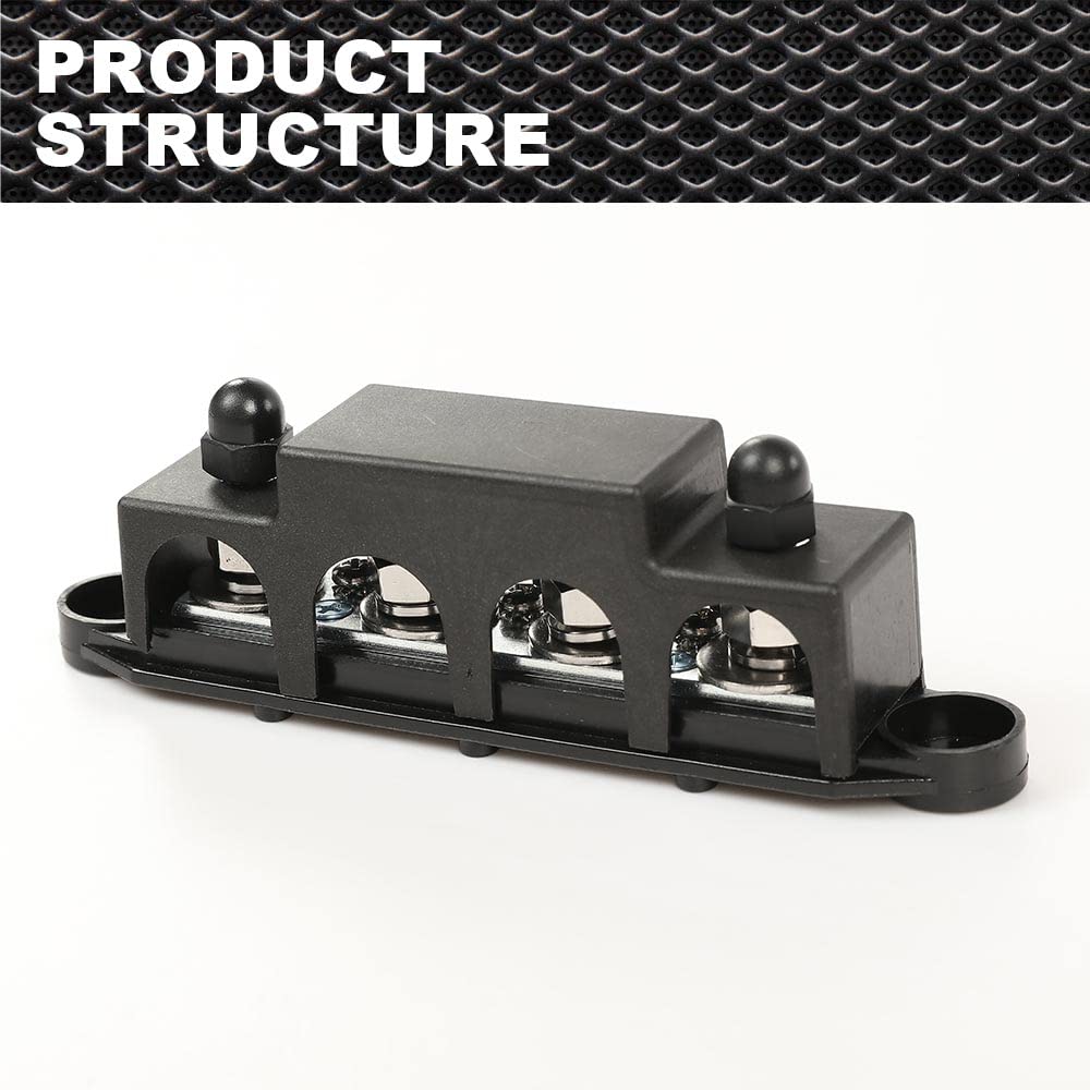 PIT66 12V 250A Power Distribution Block Bus Bar w/ 4 x 5/16"(M8) Studs,4