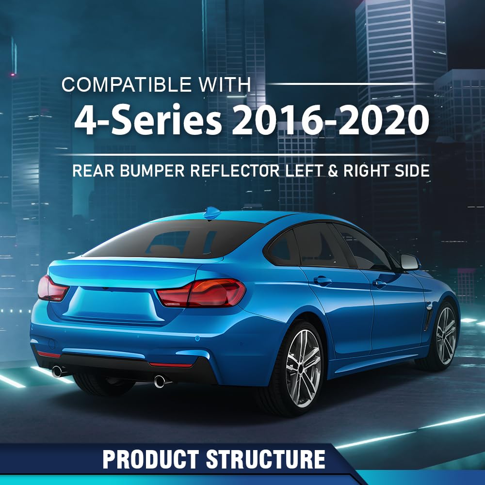 PIT66 Rear Bumper Reflector Left and Right Side Compatible with BMW 428i 430i 435i 440i Gran Coupe 2014-2020 with M Package BM1184107, BM1185107, 63147847233, 63147847234 Red Lens