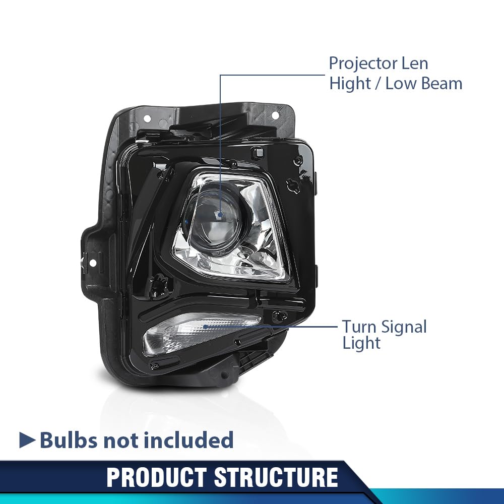 PIT66 HID/Xenon Projector Headlights Assembly Headlamps Pair w/o Ballast & D3S Bulb Compatible with Chevy Blazer 2019-2021 (Not fit Models with Factory LED Headlight) Clear Lens Chrome Housing