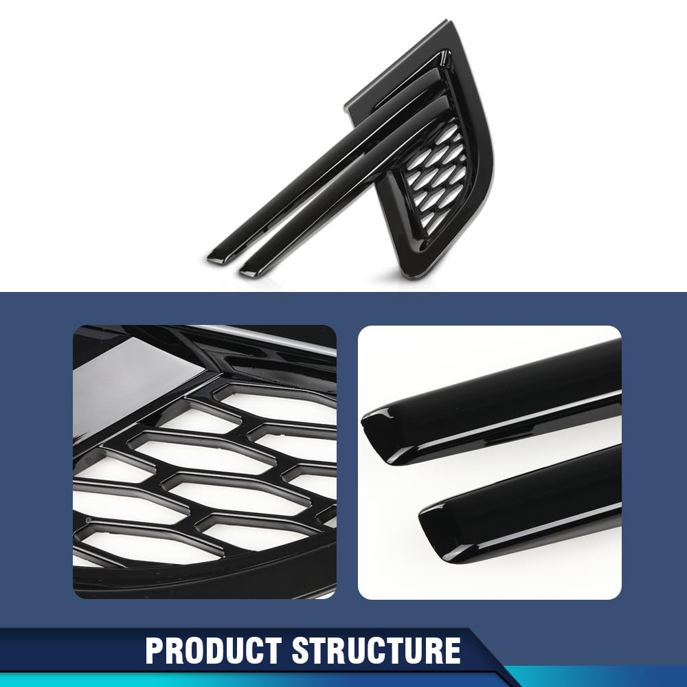 PIT66 Fender Vent Grille Trim Louver Pair Compatible with 2014-2017 Land Rover Range Rover Sport Without SVR LR044148 Glossy Black