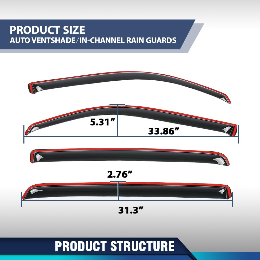 PIT66 in-Channel Ventvisor Deflectors Fit Dodge Ram 1500 Crew Cab 2019-2025