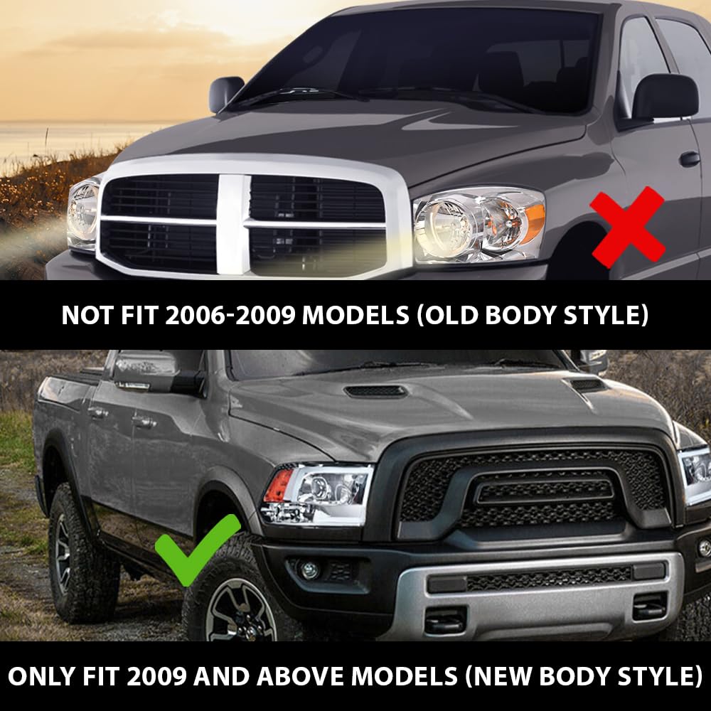 PIT66 Convex LED Projector Headlights Assembly Fit 2009-2012 Dodge Ram