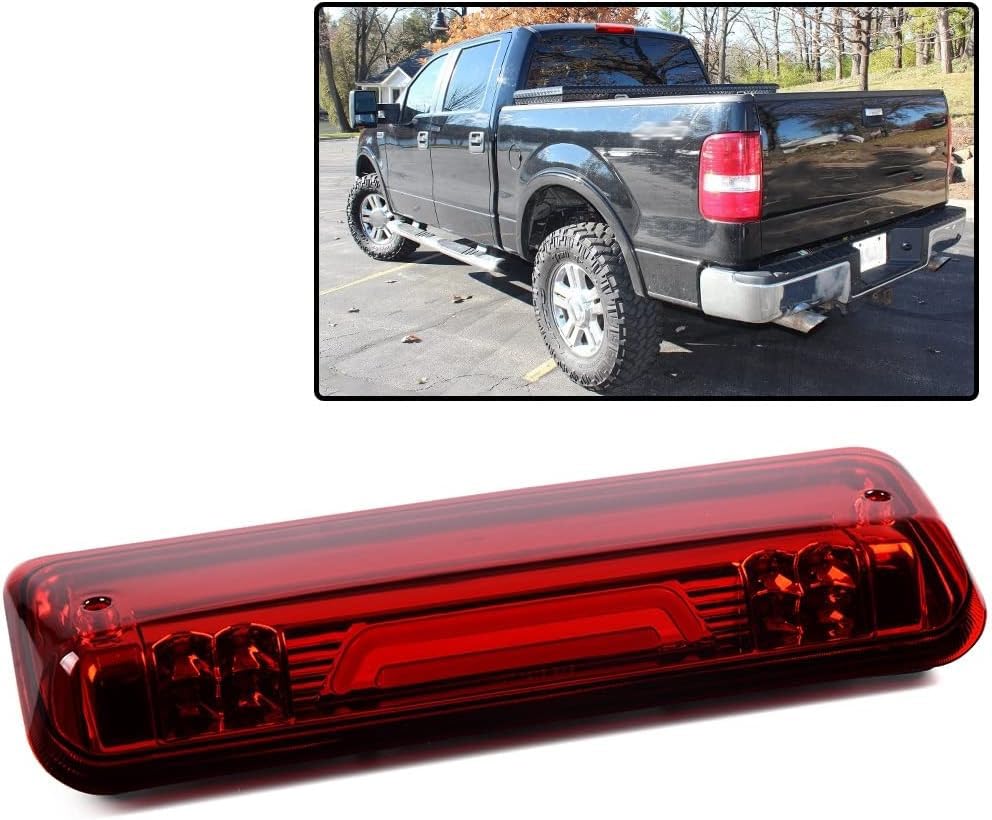 PIT66 LED 3rd Brake Light, Compatible with 07-10 Ford Explorer Sport Trac/04-08 Ford F150 Lobo/06-08 Lincoln Mark LT Third Brake Stop Lamp Light Red Lens Black Housing