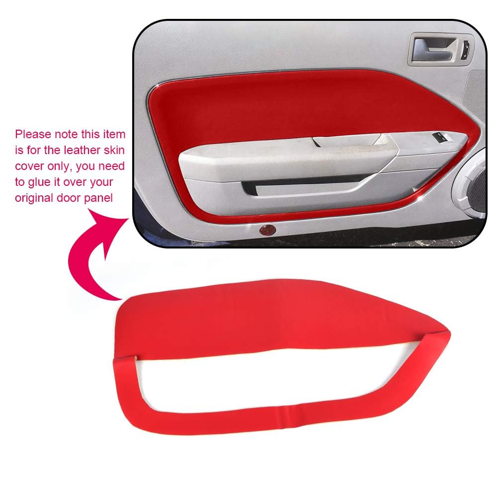 PIT66 Armrest Door Panel Insert Cards Cover Fit Ford Mustang 2005-2009 Red