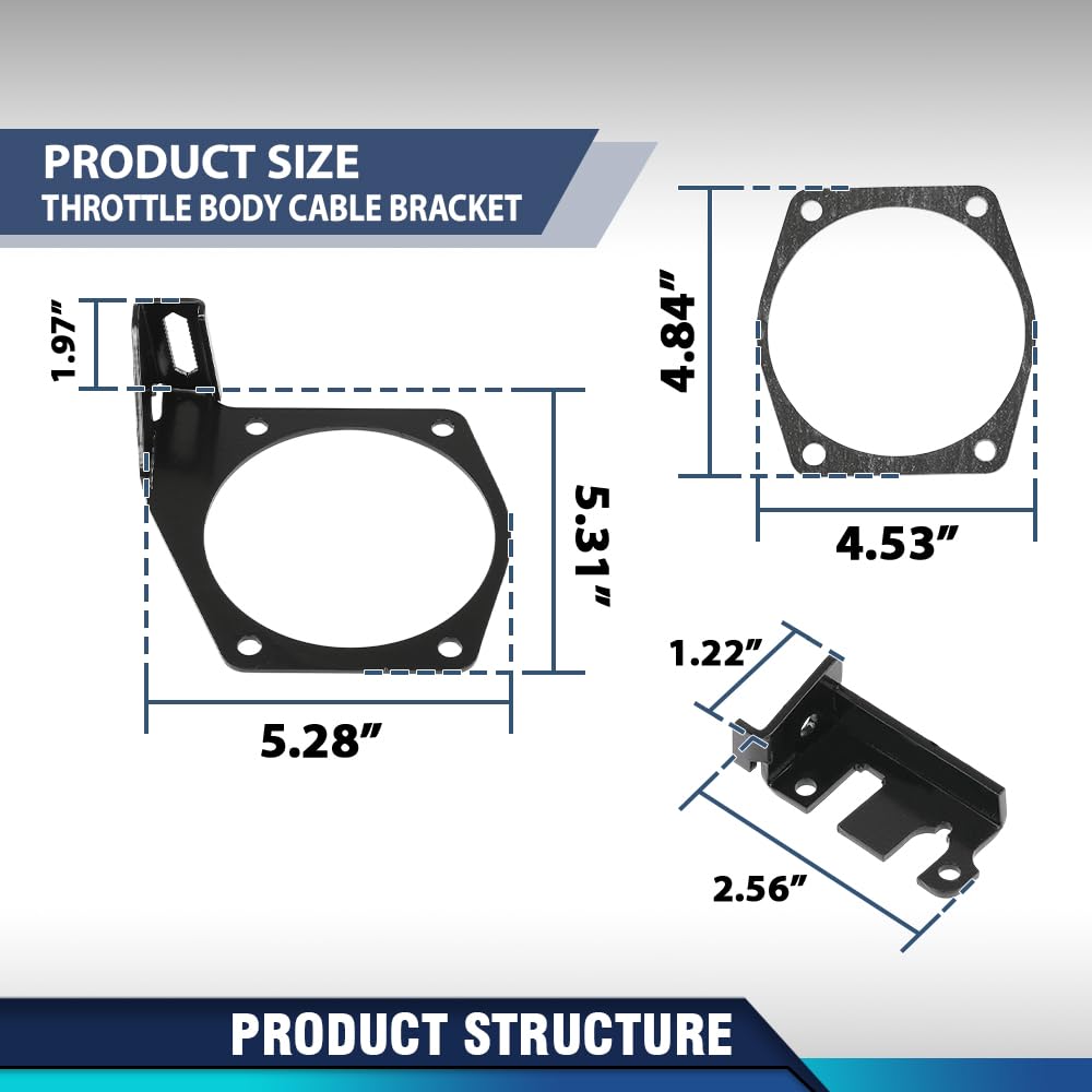 PIT66 Throttle Body Cable Bracket 6 Pcs Fit 92MM 102MM LSX LS LS1 LS3 LS6 LS7 4‑Bolts Drive‑By‑Cable Throttle Body & 92MM/3.6IN or 102MM/4IN Throttle Bodies, Not Fit The Larger 105mm Intakes Black