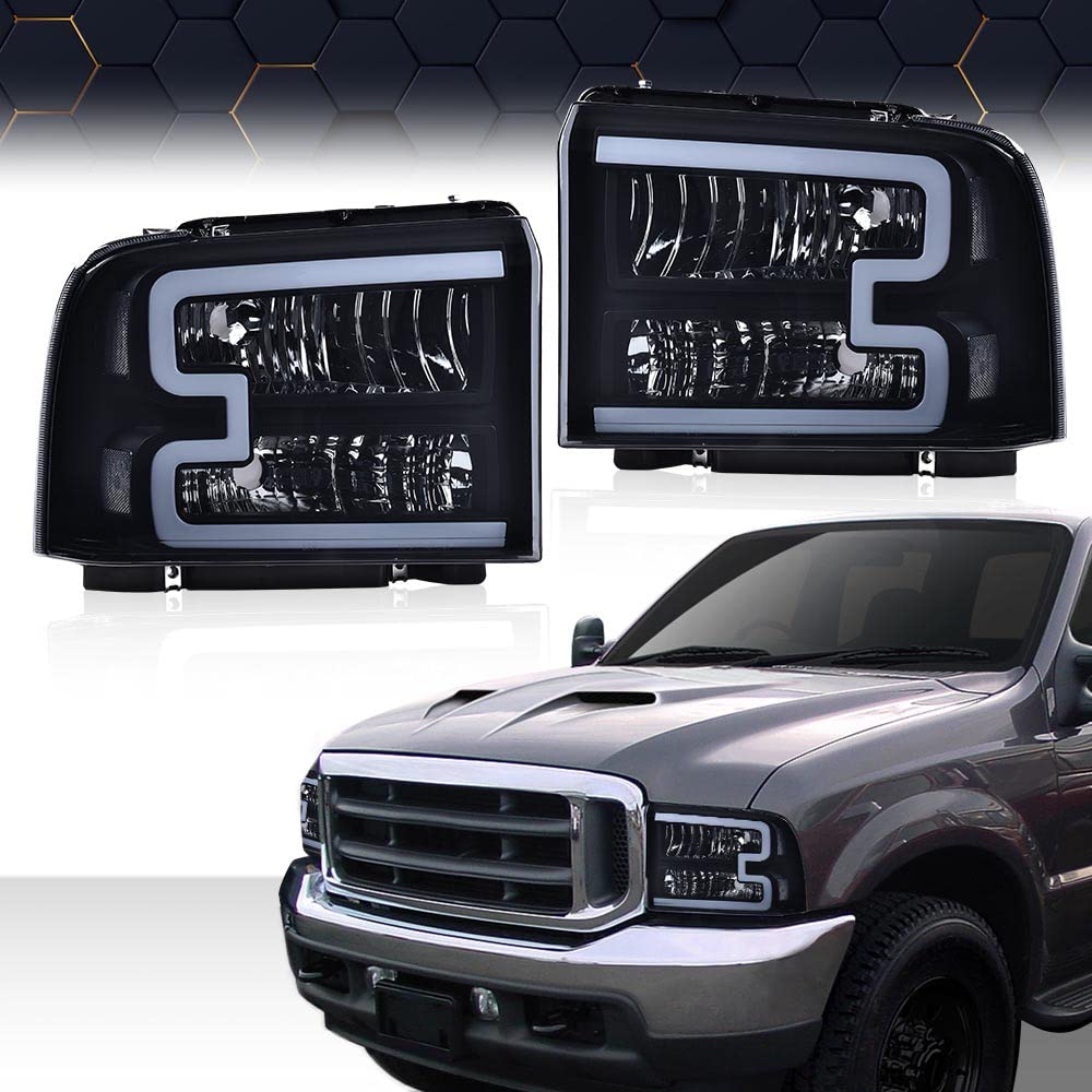 PIT66 LED DRL Headlights Fit 2005-2007 Ford F250 F350 F450 F550 Super Duty