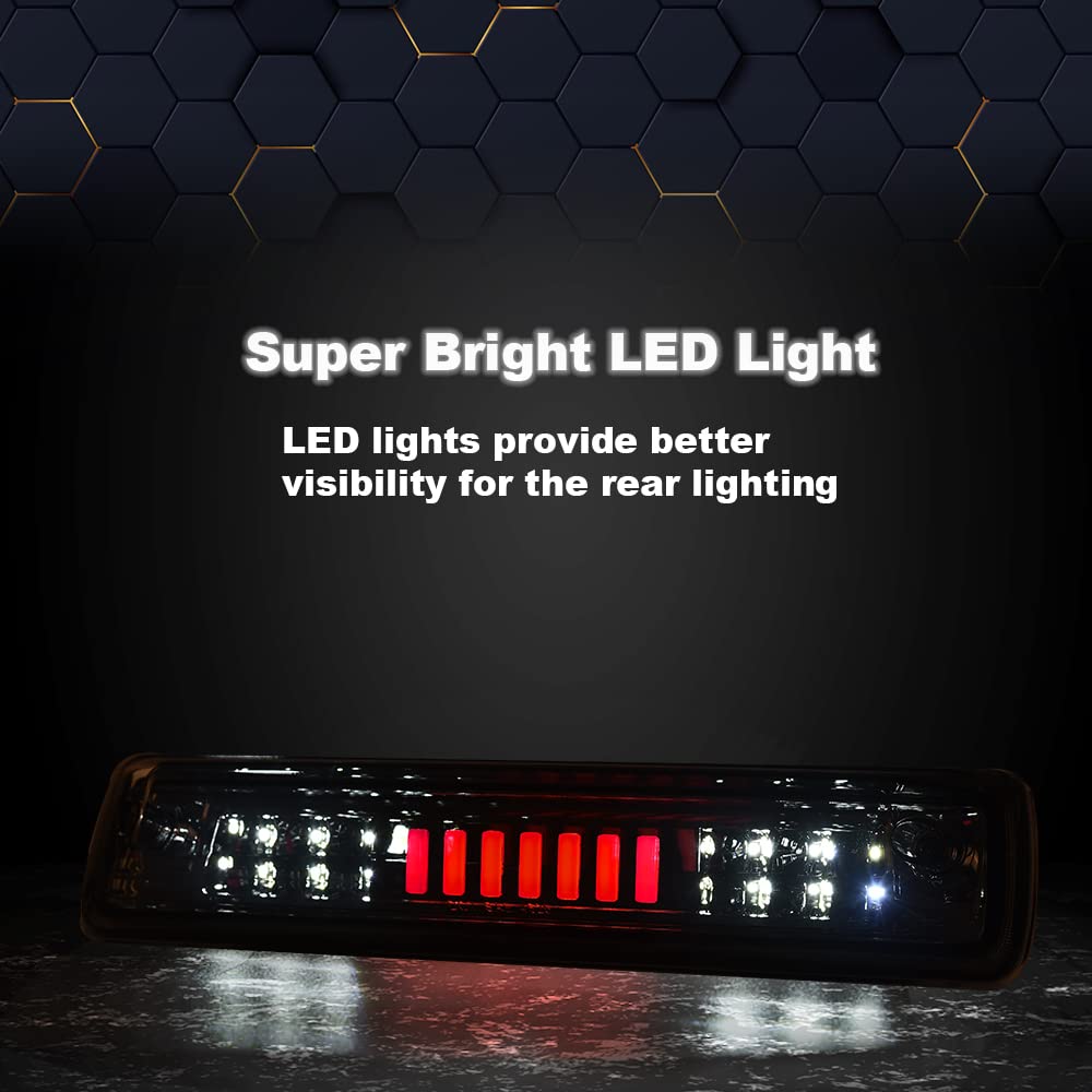 PIT66 3rd Brake Light, Compatible with 2015-2018 Colorado/Canyon I Type Led Bar High Mount Stop Light Rear Tail Cargo Lamps Tea Cover White Housing