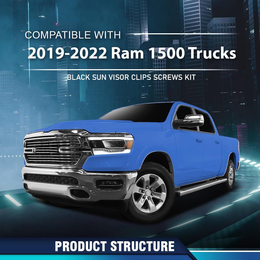 PIT66 Sun Visor Clips Compatible with Dodge Ram Trucks 2019-2022