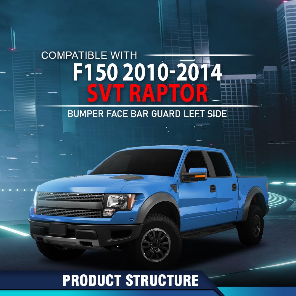 PIT66 Front Left Bumper Guard Face Bar Fit Ford F150 SVT Raptor 2010-2014