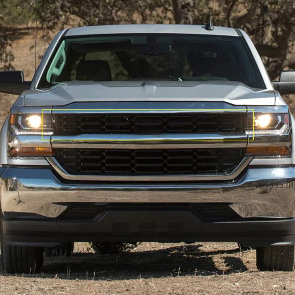 PIT66 Upper Bumper Grille Insert Fit Chevy Silverado 1500 2016-2018 Black
