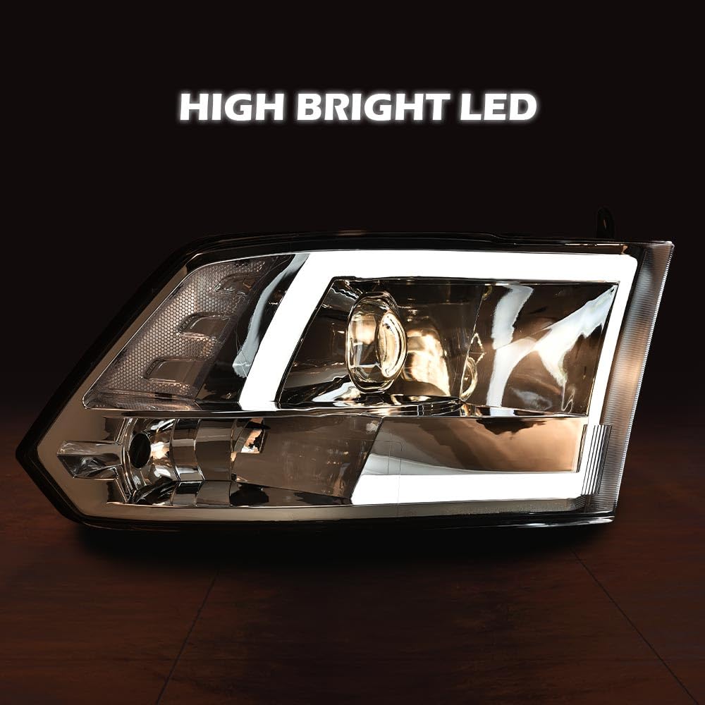 PIT66 Convex LED Projector Headlights Assembly Fit 2009-2012 Dodge Ram