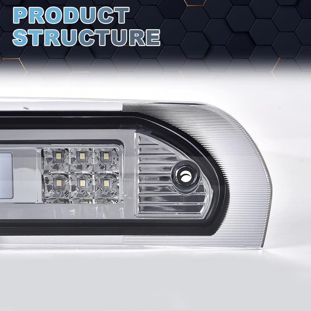 PIT66 LED 3rd Brake Light Fit Dodge Ram 1500 2002-2008 Chrome Housing