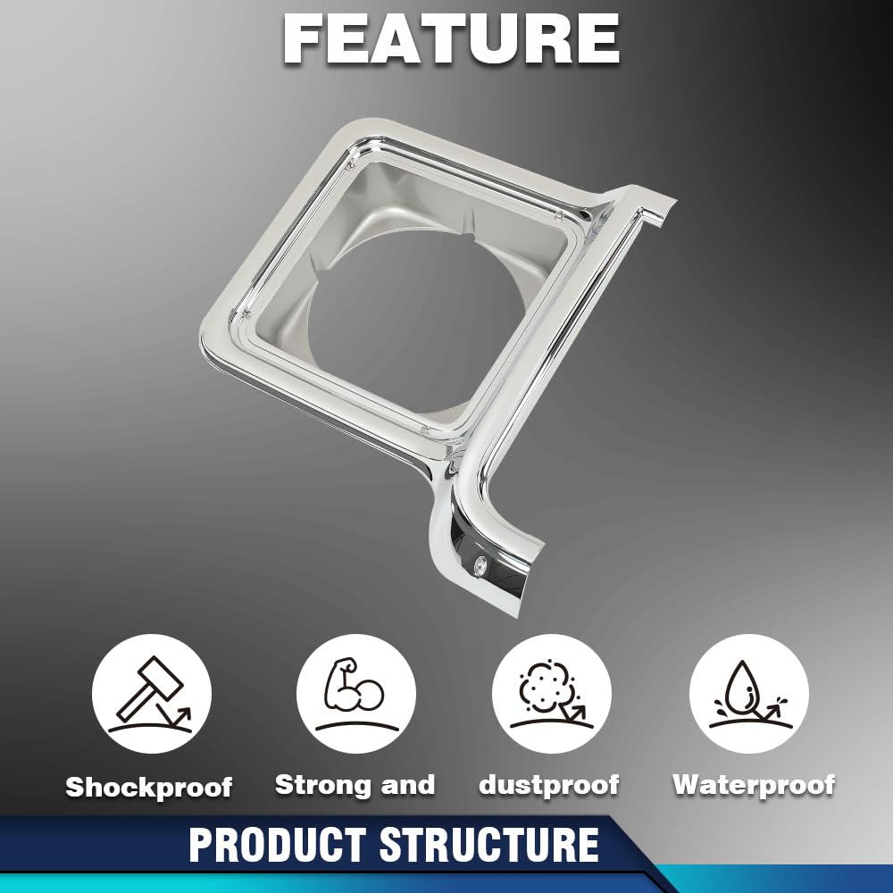 PIT66 Headlight Trim Bezel Headlight Door Chrome Silver Driver Passenger Pair Compatible with Chevy Blazer GMC Jimmy 1973-1978 GM2513134, GM2512134, 376628, 376627