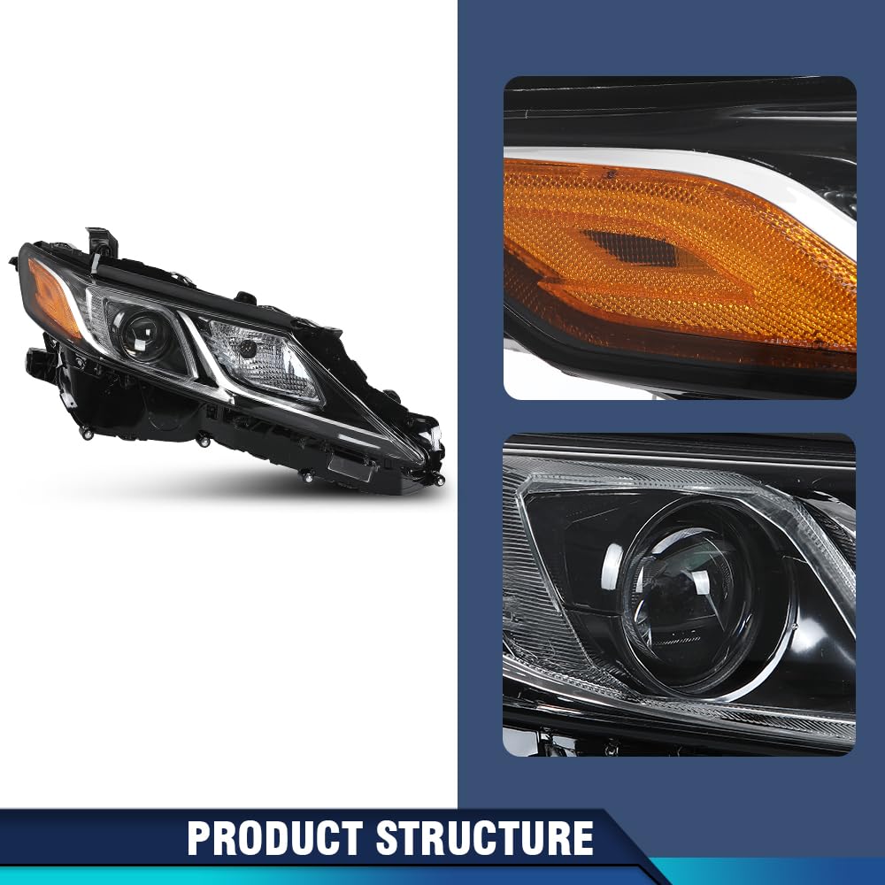 PIT66 Headlights Assembly Pair Fit Toyota Camry LE SE 2018-2022