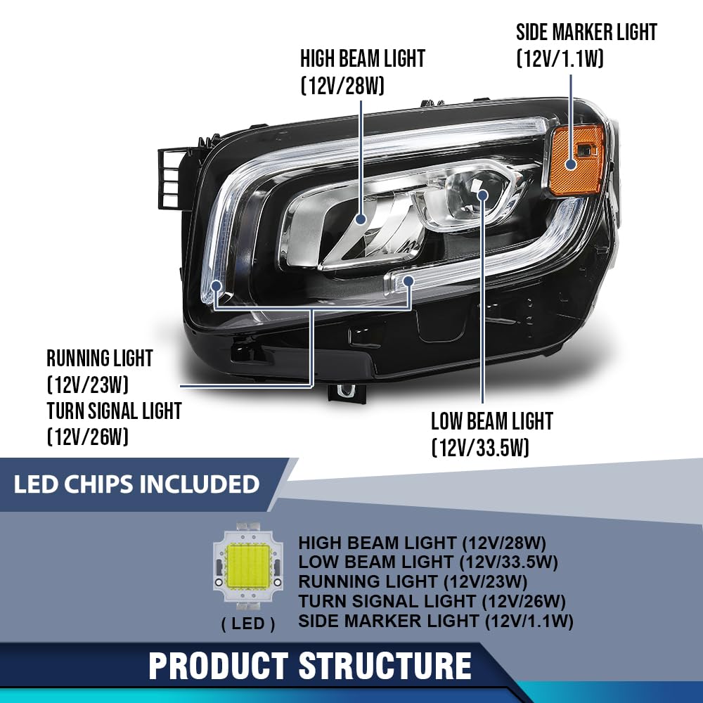 PIT66 LED Front Headlight Headlamp Assembly Left Driver Side