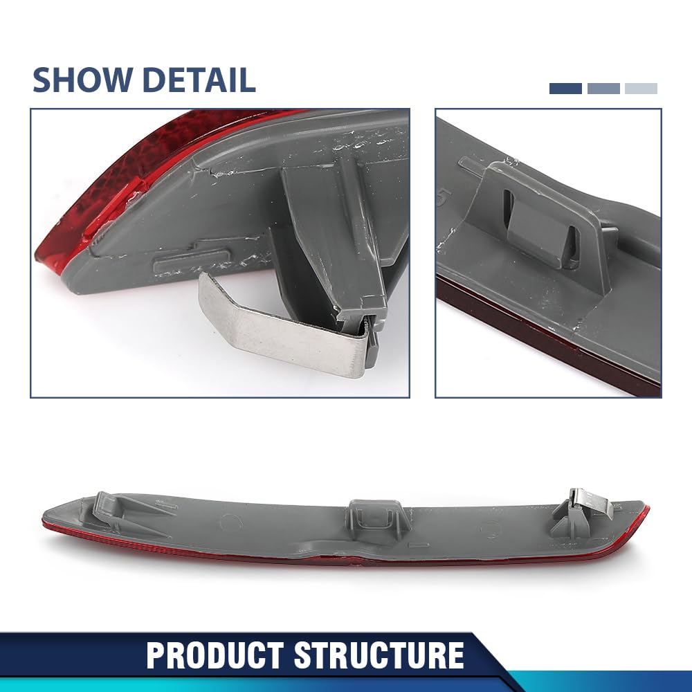 PIT66 Rear Bumper Reflector Left Driver Side Compatible with BMW 528i 535i 550i xDrive M5 2011-2016 63147842955 Red Lens