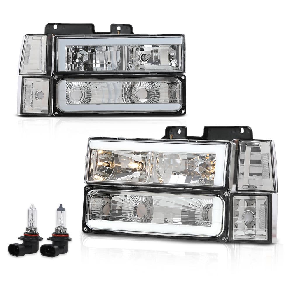 PIT66 LED DRL Headlight Assembly Fit 1994-1998 Chevy C10 C/K 1500 2500 3500