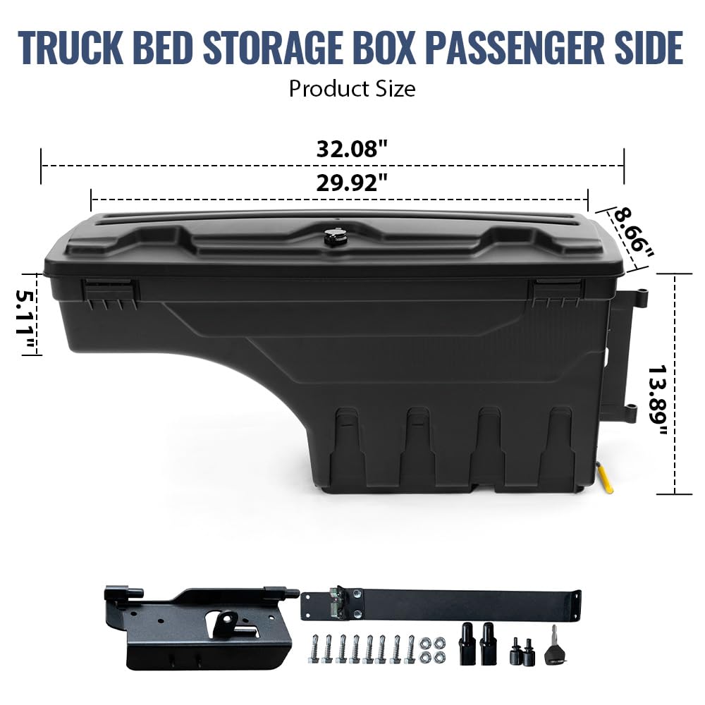 PIT66 Lockable Truck Bed Toolbox Storage Fit 2002-2018 Dodge Ram Right