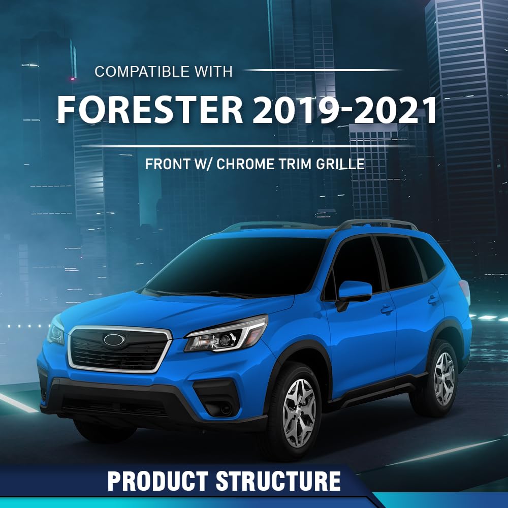 PIT66 Front Bumper Grille w/Chrome Trim Fit Subaru Forester 2019-2021