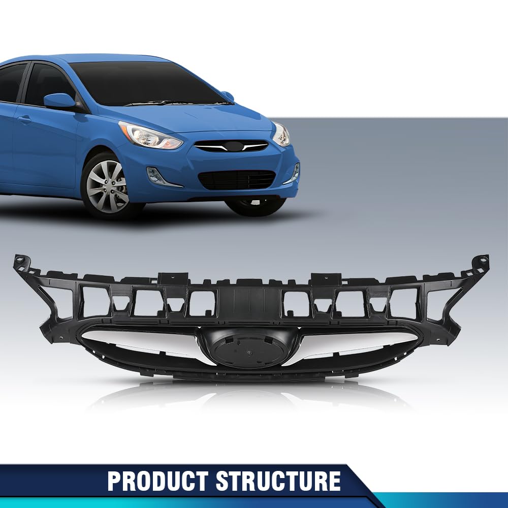 PIT66 Front Bumper Upper Grille Fit Accent Sedan Hatchback 2012-2014