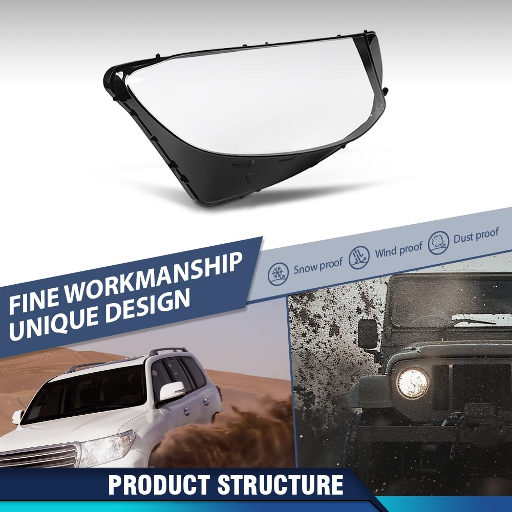 PIT66 Headlight Lens Covers Left & Right Side, Headlamp Lens Cover Clear