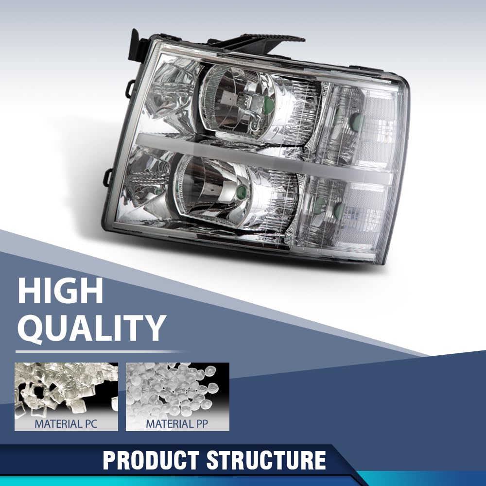 PIT66 LED Bar Headlights Fit 2007-2013 Chevy Silverado 1500/2500/3500 HD
