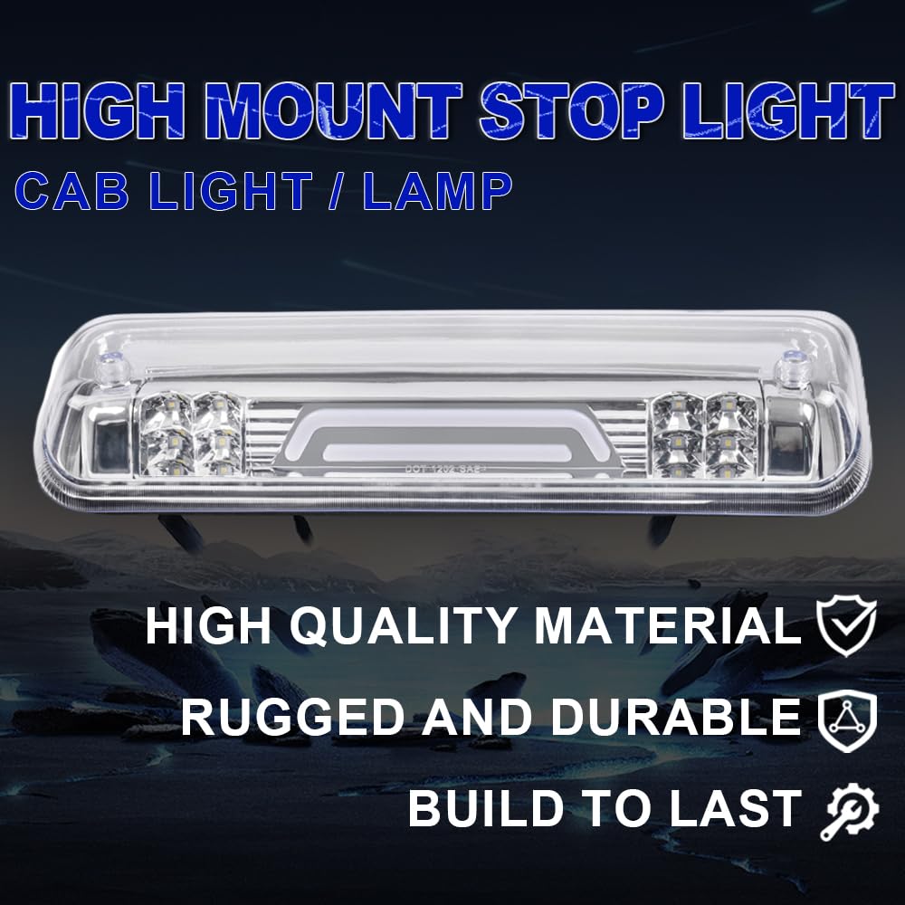 PIT66 LED 3rd Brake Light, Compatible with 07-10 Ford Explorer Sport Trac/04-08 Ford F150 Lobo/06-08 Lincoln Mark LT Third Brake Stop Lamp Light Clear Lens Chrome Housing