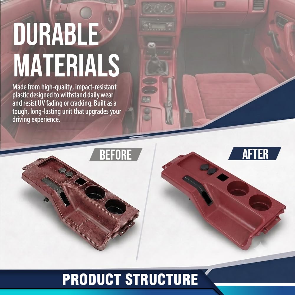 PIT66 Center Console ABS Red Compatible with Ford Mustang 1987-1993