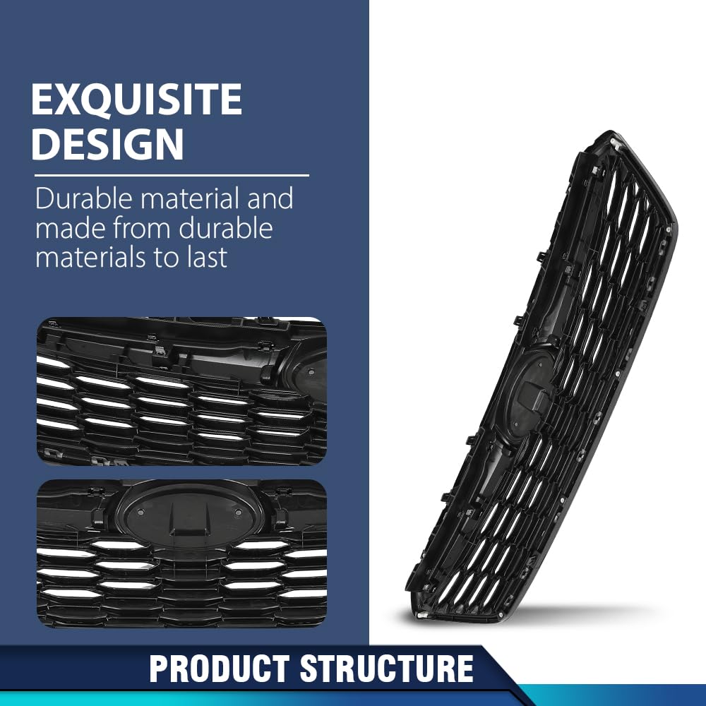 PIT66 Bumper Grille Grill Molding Trim Assembly Compatible with Subaru Impreza 2017-2019 SU1200170, SU1212105, SU1213105, SU1202104, 91122FL00B, 91123FL03B, J1010FL300, 91123FL00B Chrome & Black