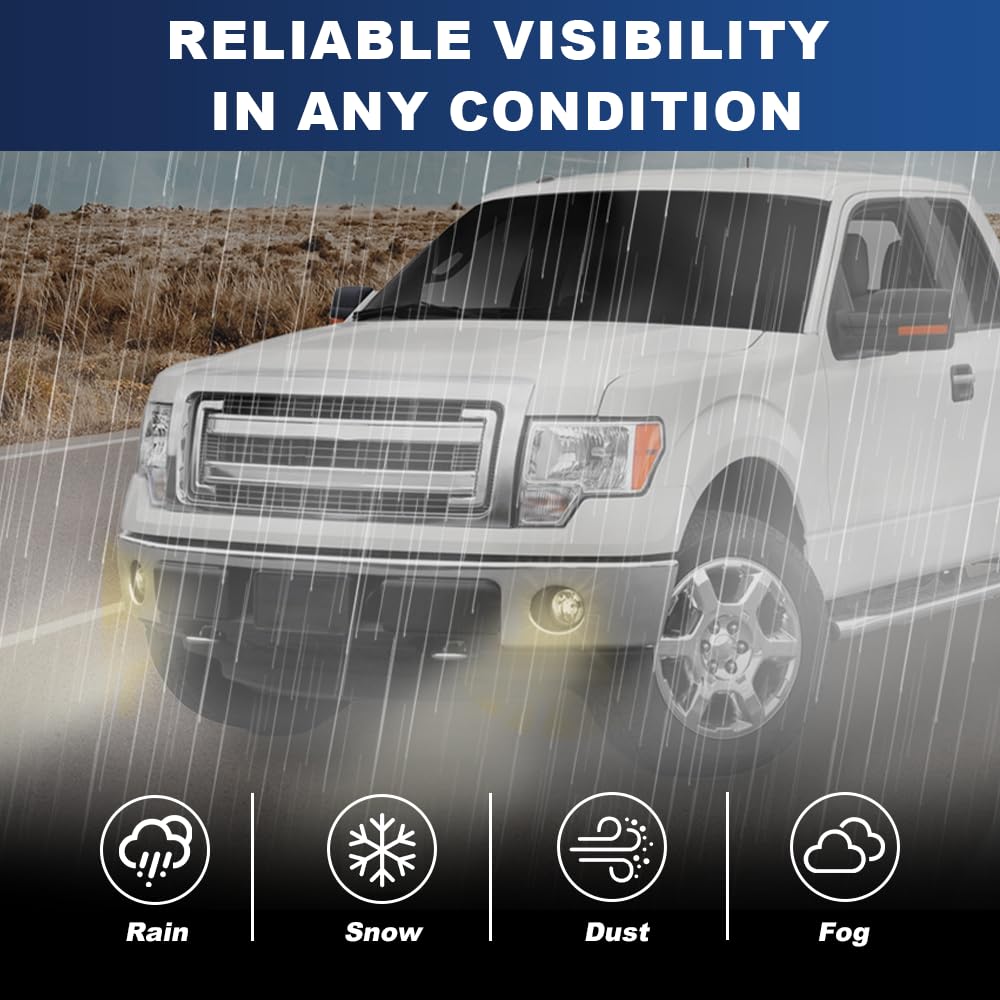 PIT66 Front Bumper Fog Light, Compatible with 2011-2014 Ford F150