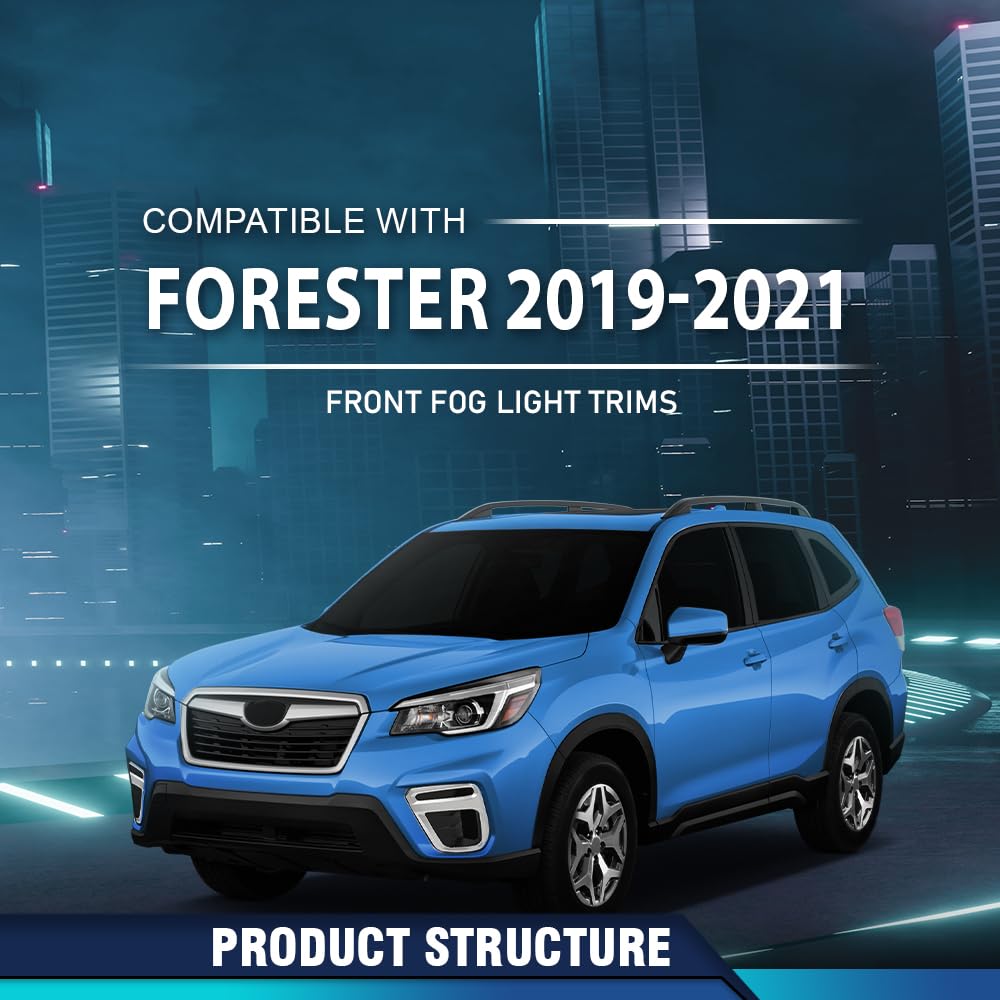 PIT66 Fog Light Cover Bezel Trims Front Driver LH Passenger RH Side Compatible with Subaru Forester (submodel: Premier, Touring) 2019-2021 57731SJ120, 57731SJ130, SU1039120, SU1038120 Chrome Black