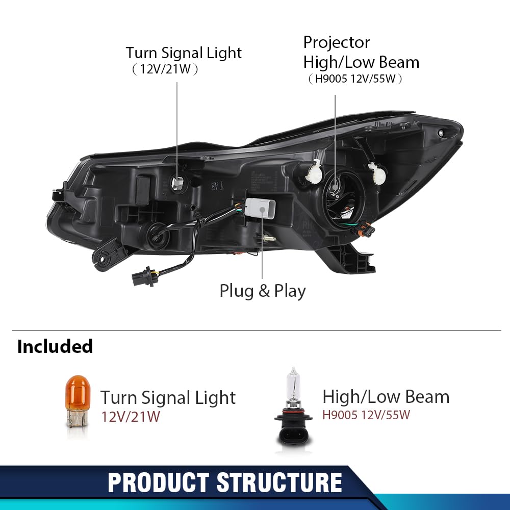 PIT66 LED DRL Headlights Assembly Headlamps Compatible with Chevy Trax 2017-2022 with Factory LED DRL Projector Headlight Models Only 42725480 42725481 GM2502450 GM2503450