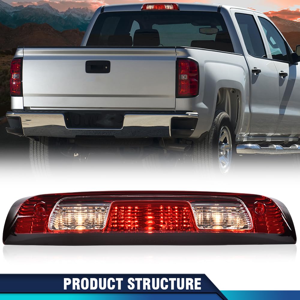 PIT66 Rear High Mount 3rd Third Brake light Compatible With Chevy Silverado 2015-2021/Compatible With GMC Sierra 1500 2500 3500 2015-2021 23509162 84900397 Red
