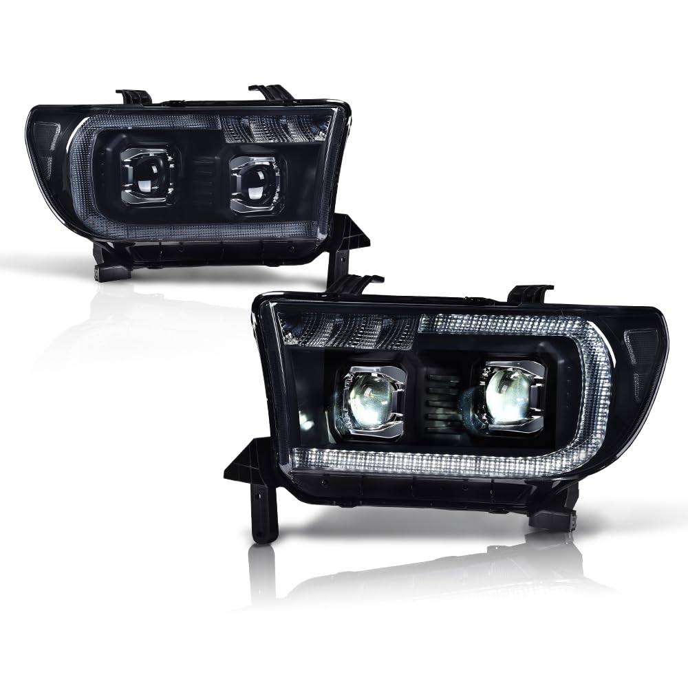 PIT66 Dual Convex LED Projector Headlights Assembly Fit 07-13 Toyota Tundra
