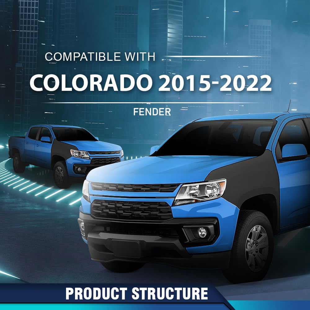 PIT66 Front Fender Left Driver Side Steel Primed Compatible with Chevy Colorado Base 2015-2020 Fit Chevy Colorado (submodel: LT, WT, Z71) 2015-2022 23354494, GM1240404 Black