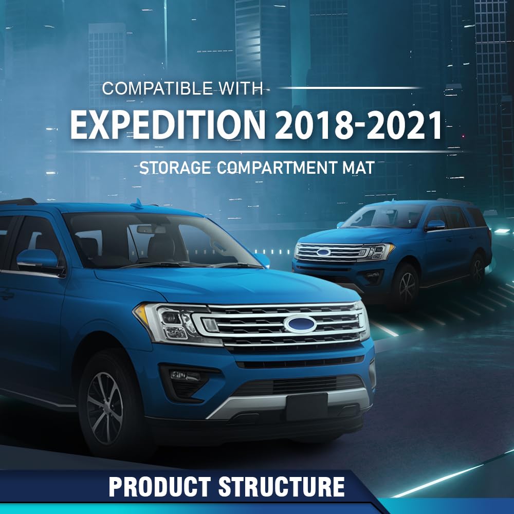 PIT66 Storage Compartment Mat Fit Ford Expedition 2018-2021 Black