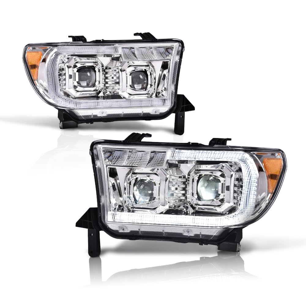 PIT66 Dual Convex LED Projector Headlights Assembly Fit 07-13 Toyota Tundra
