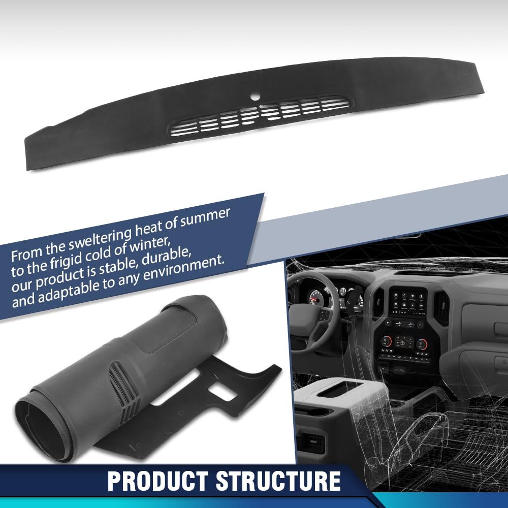 PIT66 TPE Dash Cover Cap Fit Chevy Silverado GMC Sierra 2007-2013, Black