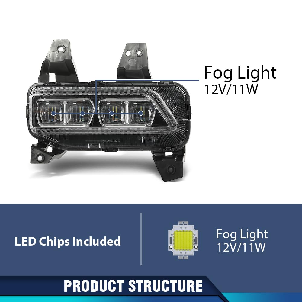 PIT66 2PCS Front Fog Light Kit, Passenger Side Clear Lens Chrome Housing