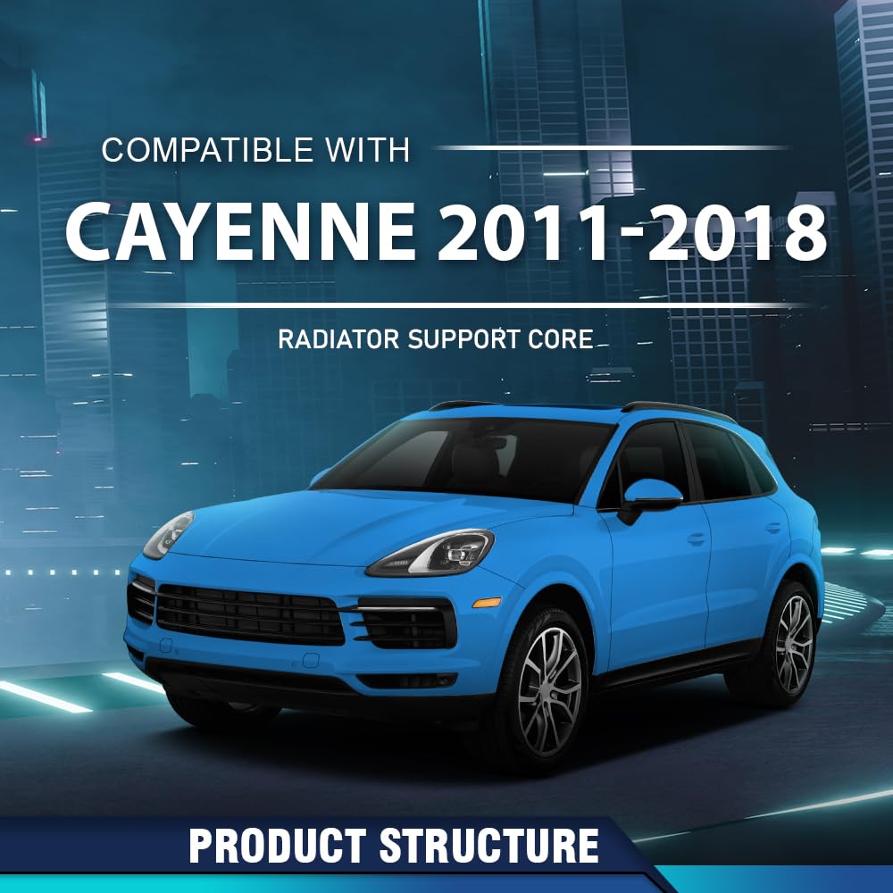 PIT66 Upper Radiator Support Core Compatible with Porsche Cayenne 2011-2018 95850559402, PO1225100 Black PP