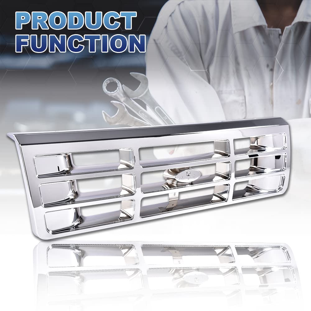 PIT66 Sliver Front Bumper Grille, Fit 1992-1996 Ford F150 F250