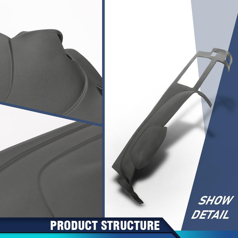 PIT66 Gray TPE Dash Bezel Cover Fit Chevy Silverado GMC Sierra 2007-2013