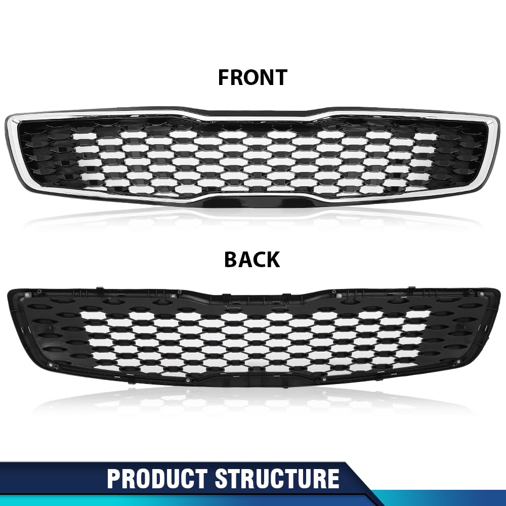 PIT66 Front Upper Grille Chrome Fit Kia Forte5 Hatchback EX LX 2017 2018