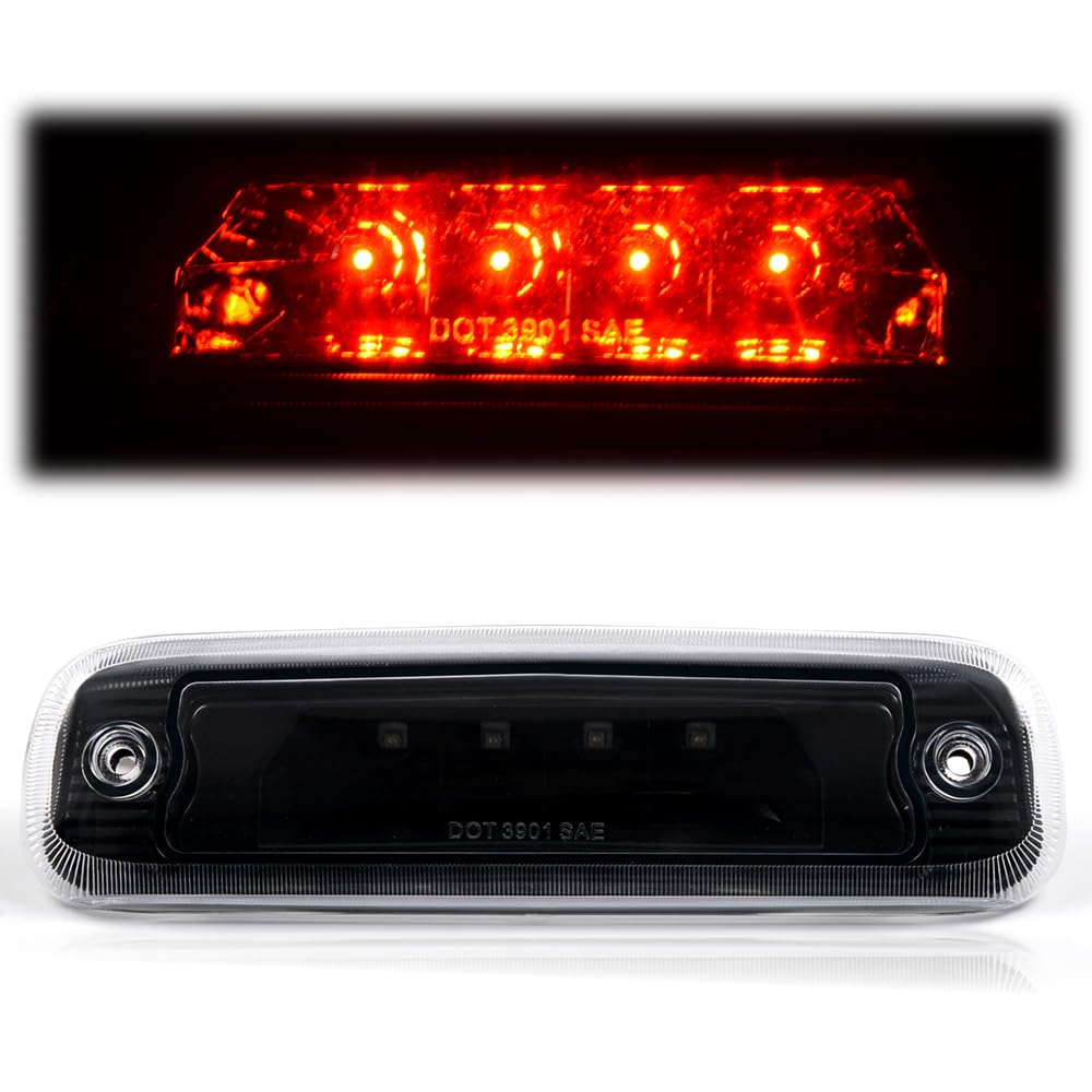 PIT66 LED 3rd Brake Light, Compatible with 97-01 Jeep Cherokee Rear Roof Tail Cargo Lamps Clear Lens Black Housing